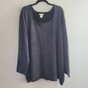 Vintage The Avenue 4X black silver‎ metallic square neck sweater maximalist glam